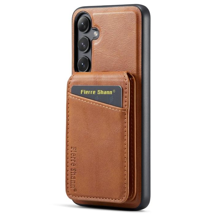 FIERRE SHANN - FIERRE SHANN 025 Fodral för Samsung Galaxy S24 PU+TPU - Brun