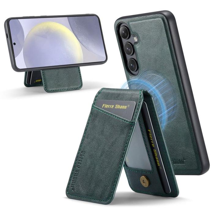 FIERRE SHANN - FIERRE SHANN 025 Fodral för Samsung Galaxy S24+ - PU+TPU - Grön