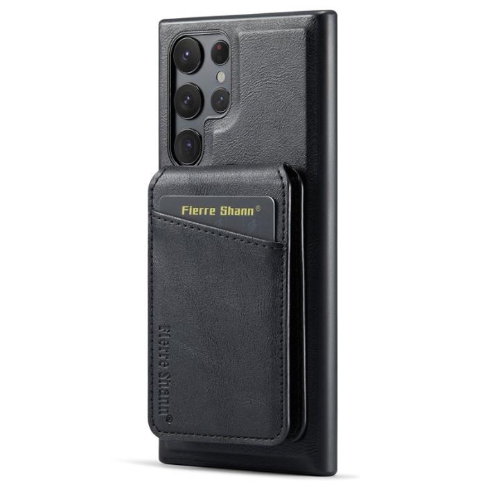 FIERRE SHANN - FIERRE SHANN 025 Fodral för Samsung Galaxy S24 Ultra - Äkta läder - Svart