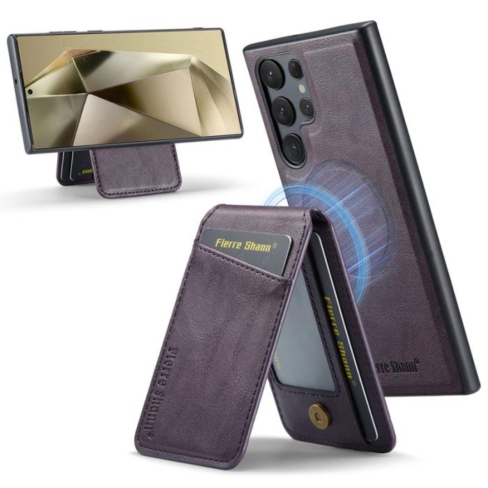 FIERRE SHANN - FIERRE SHANN 025 Fodral för Samsung Galaxy S24 Ultra - Läder+TPU - Lila