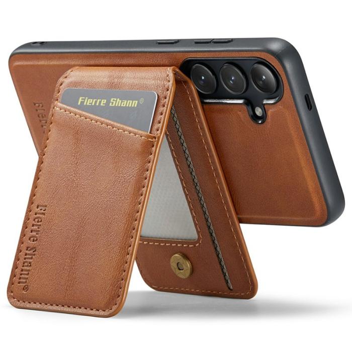 FIERRE SHANN - FIERRE SHANN 025 Fodral för Samsung Galaxy S25+ Äkta läder - Brun
