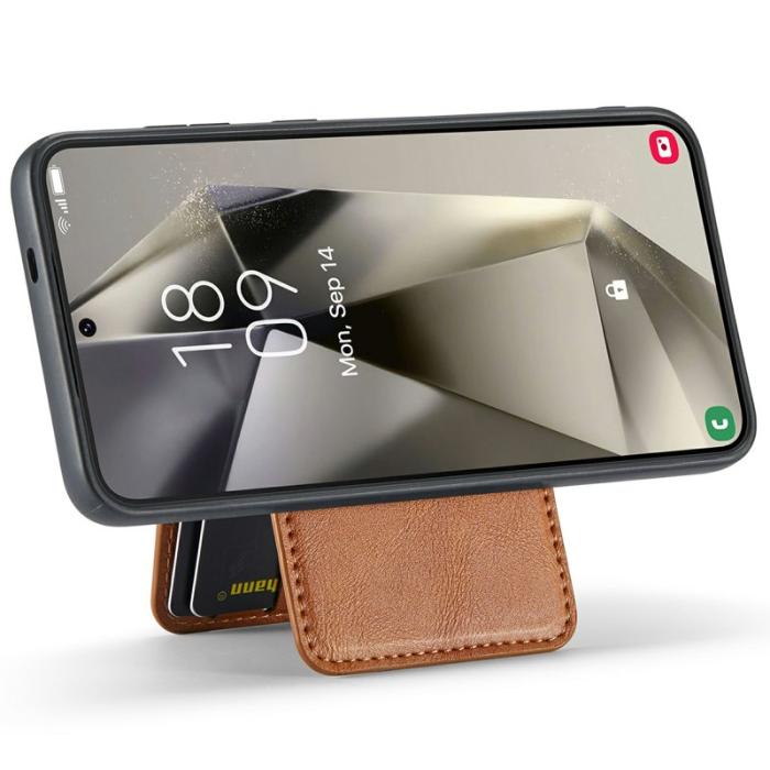 FIERRE SHANN - FIERRE SHANN 025 Fodral för Samsung Galaxy S25+ Äkta läder - Brun