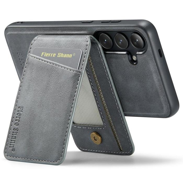 FIERRE SHANN - FIERRE SHANN 025 Fodral för Samsung Galaxy S25 Äkta läder - Grå