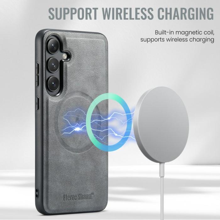 FIERRE SHANN - FIERRE SHANN 025 Fodral för Samsung Galaxy S25 Äkta läder - Grå