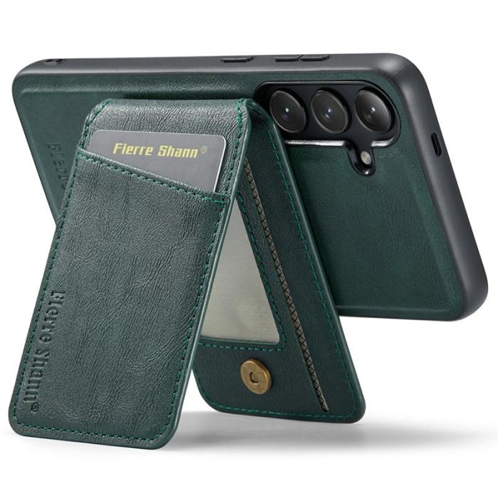 FIERRE SHANN - FIERRE SHANN 025 Fodral för Samsung Galaxy S25+ Äkta läder - Grön