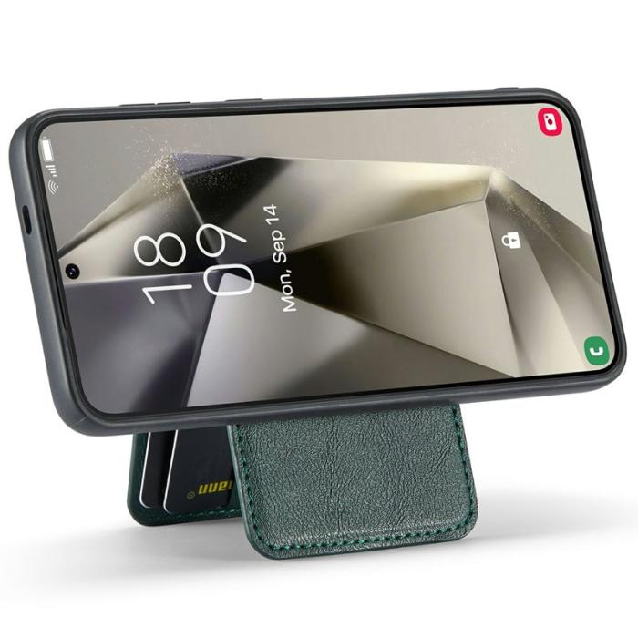 FIERRE SHANN - FIERRE SHANN 025 Fodral för Samsung Galaxy S25+ Äkta läder - Grön