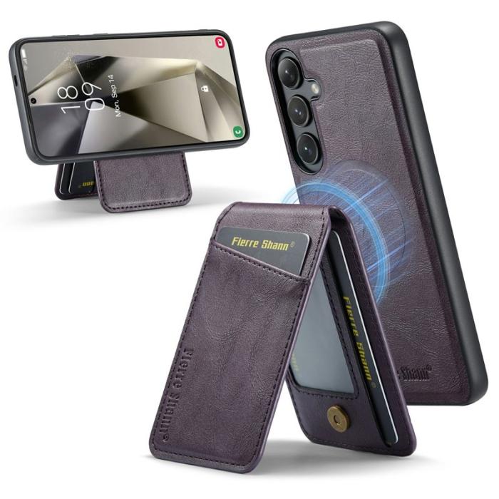 FIERRE SHANN - FIERRE SHANN 025 Fodral för Samsung Galaxy S25+ Äkta läder - Lila