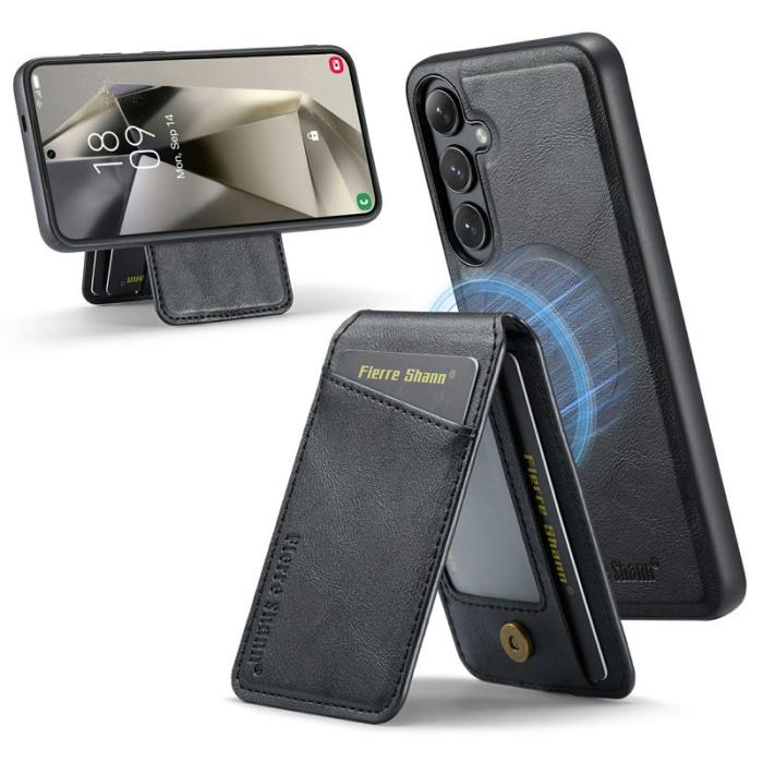 FIERRE SHANN - FIERRE SHANN 025 Fodral för Samsung Galaxy S25+ Äkta läder - Svart