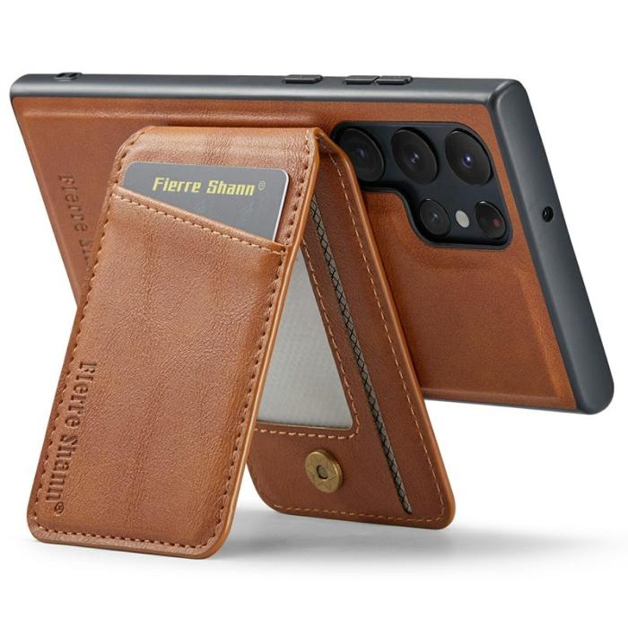 FIERRE SHANN - FIERRE SHANN 025 Fodral för Samsung Galaxy S25 Ultra - Äkta läder - Brun