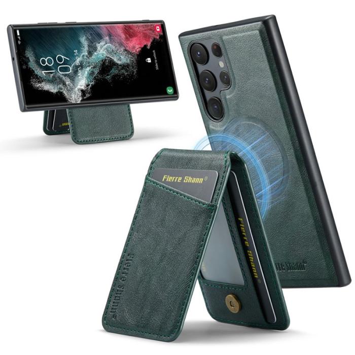 FIERRE SHANN - FIERRE SHANN 025 Fodral för Samsung Galaxy S25 Ultra - Äkta läder - Grön