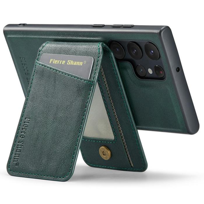 FIERRE SHANN - FIERRE SHANN 025 Fodral för Samsung Galaxy S25 Ultra - Äkta läder - Grön