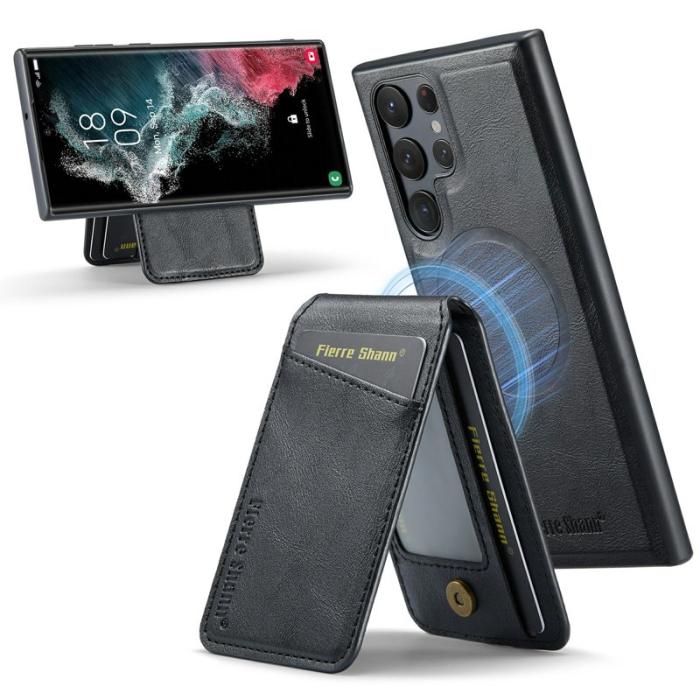 FIERRE SHANN - FIERRE SHANN 025 Fodral för Samsung Galaxy S25 Ultra - Äkta läder - Svart