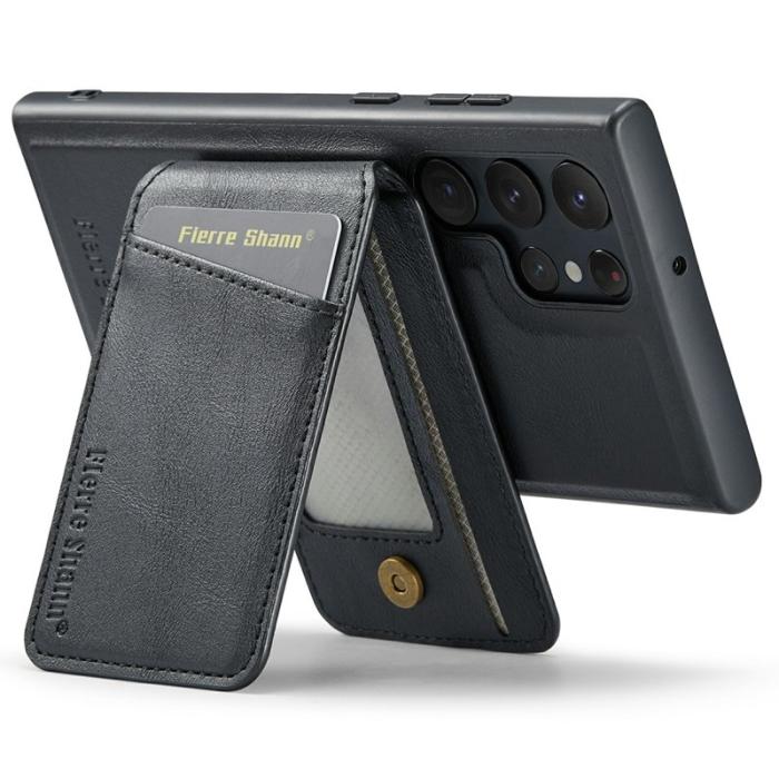 FIERRE SHANN - FIERRE SHANN 025 Fodral för Samsung Galaxy S25 Ultra - Äkta läder - Svart