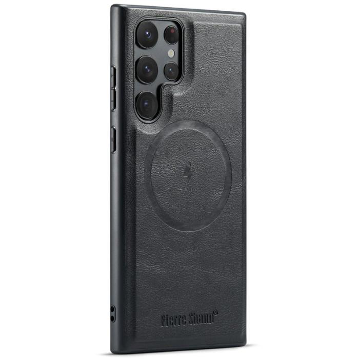 FIERRE SHANN - FIERRE SHANN 025 Fodral för Samsung Galaxy S25 Ultra - Äkta läder - Svart