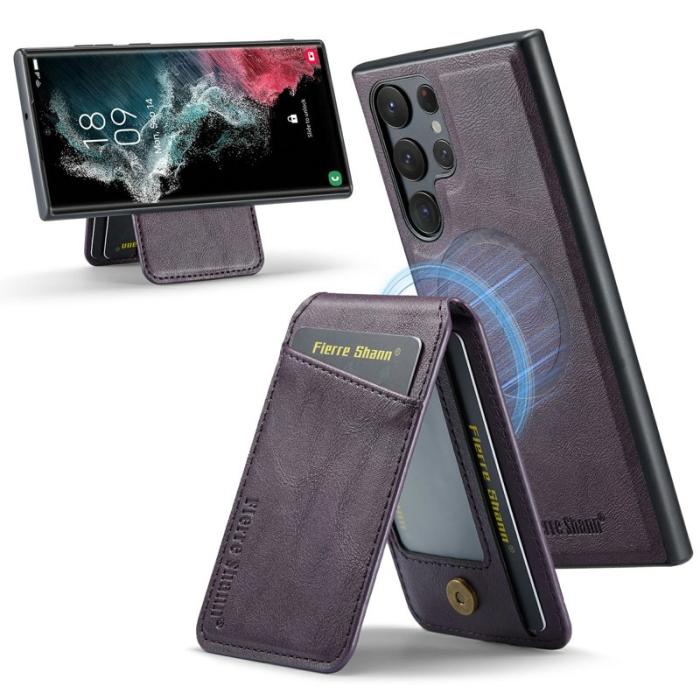 FIERRE SHANN - FIERRE SHANN 025 Fodral för Samsung Galaxy S25 Ultra - Läder - Lila