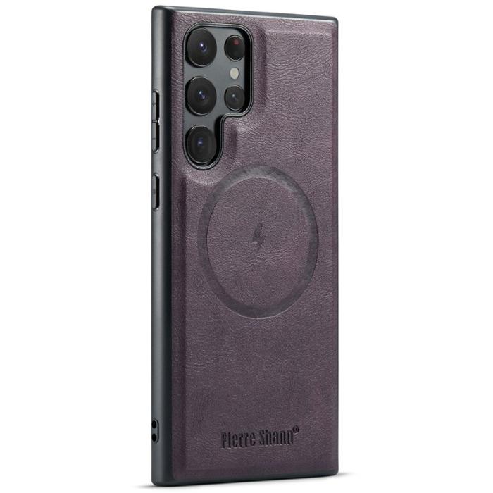 FIERRE SHANN - FIERRE SHANN 025 Fodral för Samsung Galaxy S25 Ultra - Läder - Lila