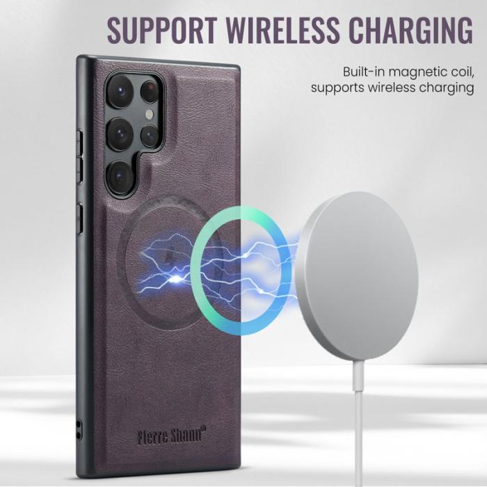 FIERRE SHANN - FIERRE SHANN 025 Fodral för Samsung Galaxy S25 Ultra - Läder - Lila