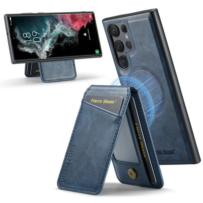 FIERRE SHANN - FIERRE SHANN 025 Fodral för Samsung Galaxy S25 Ultra - Läder + TPU - Blå