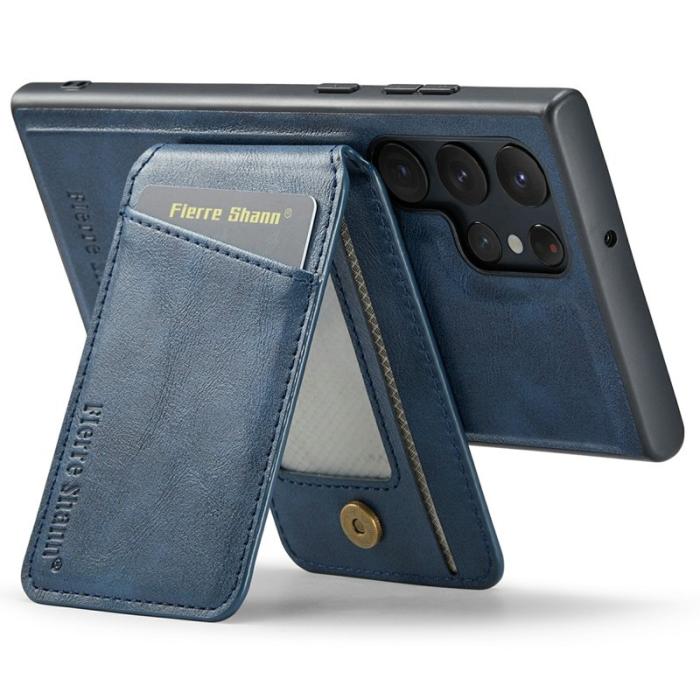 FIERRE SHANN - FIERRE SHANN 025 Fodral för Samsung Galaxy S25 Ultra - Läder + TPU - Blå