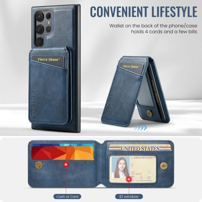 FIERRE SHANN - FIERRE SHANN 025 Fodral för Samsung Galaxy S25 Ultra - Läder + TPU - Blå
