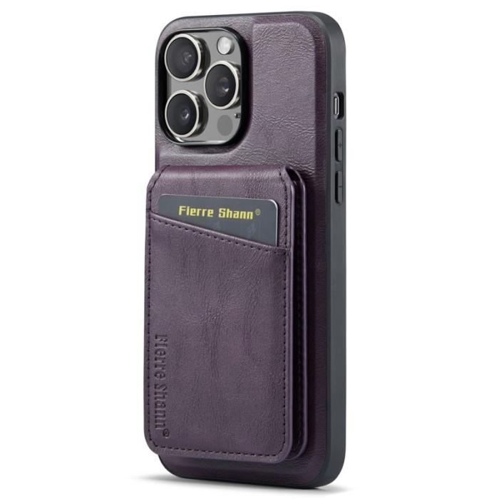 FIERRE SHANN - FIERRE SHANN 025 Fodral i Äkta läder + TPU - Lila för iPhone 14 Pro Max