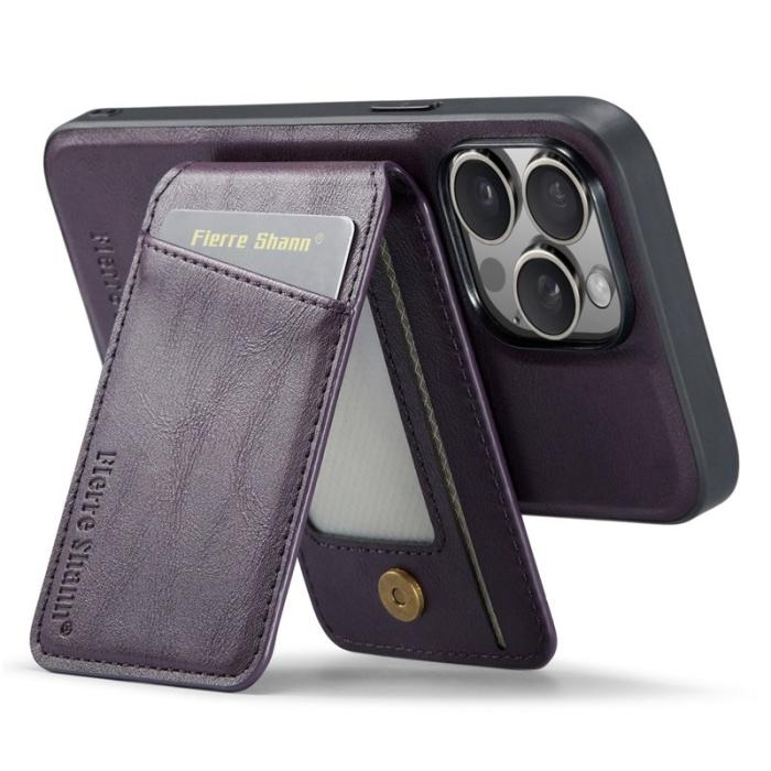FIERRE SHANN - FIERRE SHANN 025 Fodral i Äkta läder + TPU - Lila för iPhone 14 Pro Max