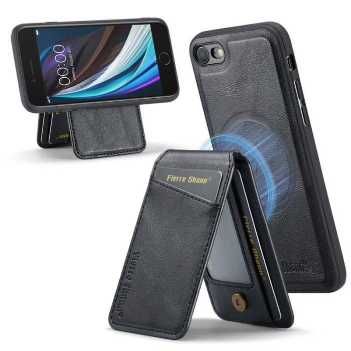 FIERRE SHANN - FIERRE SHANN 025 Fodral i PU+TPU för iPhone 7/8/SE - Svart