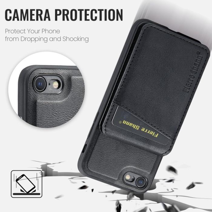 FIERRE SHANN - FIERRE SHANN 025 Fodral i PU+TPU för iPhone 7/8/SE - Svart