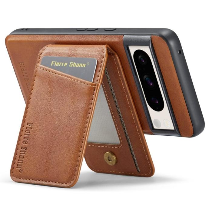 FIERRE SHANN - FIERRE SHANN 025 Google Pixel 8 Pro Fodral PU+TPU - Brun