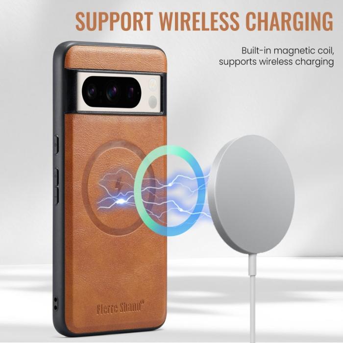 FIERRE SHANN - FIERRE SHANN 025 Google Pixel 8 Pro Fodral PU+TPU - Brun