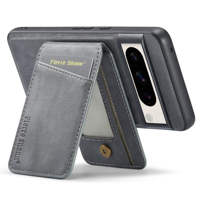 FIERRE SHANN - FIERRE SHANN 025 Google Pixel 8 Pro Fodral PU+TPU - Grå