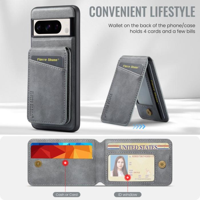 FIERRE SHANN - FIERRE SHANN 025 Google Pixel 8 Pro Fodral PU+TPU - Grå