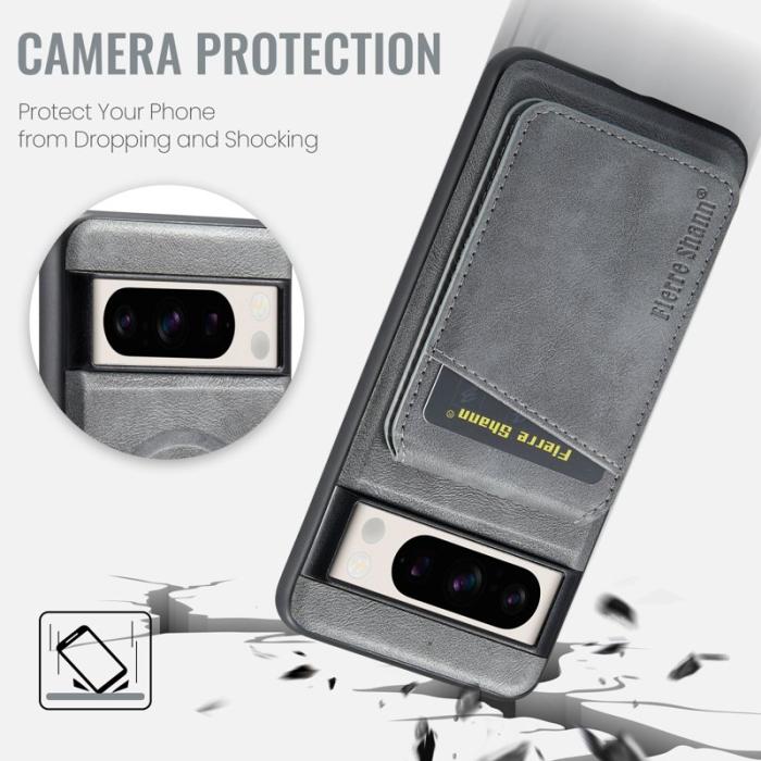 FIERRE SHANN - FIERRE SHANN 025 Google Pixel 8 Pro Fodral PU+TPU - Grå