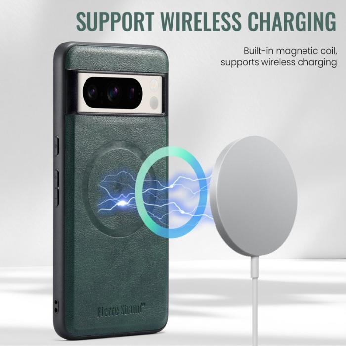 FIERRE SHANN - FIERRE SHANN 025 Google Pixel 8 Pro Fodral PU+TPU - Grön