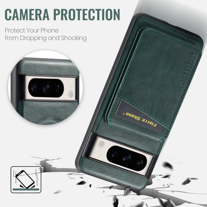 FIERRE SHANN - FIERRE SHANN 025 Google Pixel 8 Pro Fodral PU+TPU - Grön