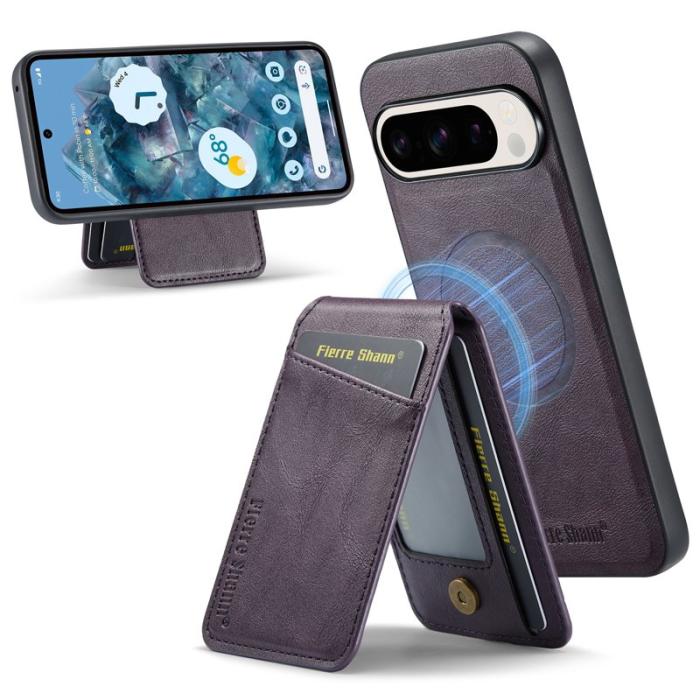 FIERRE SHANN - FIERRE SHANN 025 Google Pixel 9 Pro Fodral Card Holder PU+TPU - Lila