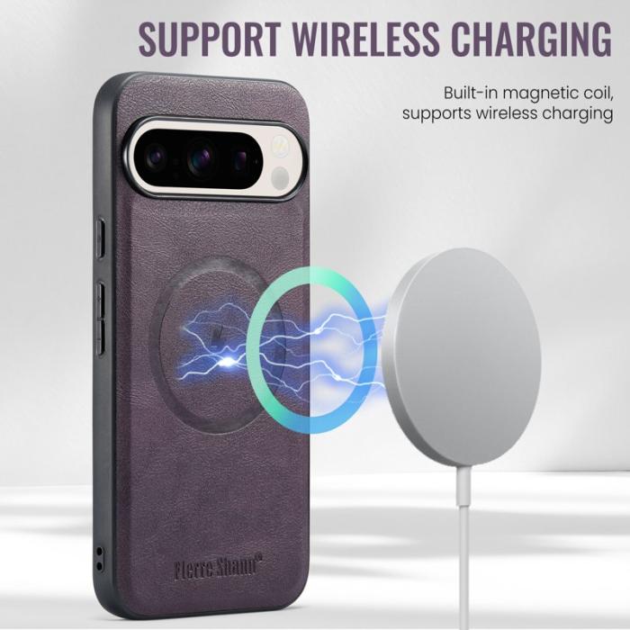 FIERRE SHANN - FIERRE SHANN 025 Google Pixel 9 Pro Fodral Card Holder PU+TPU - Lila