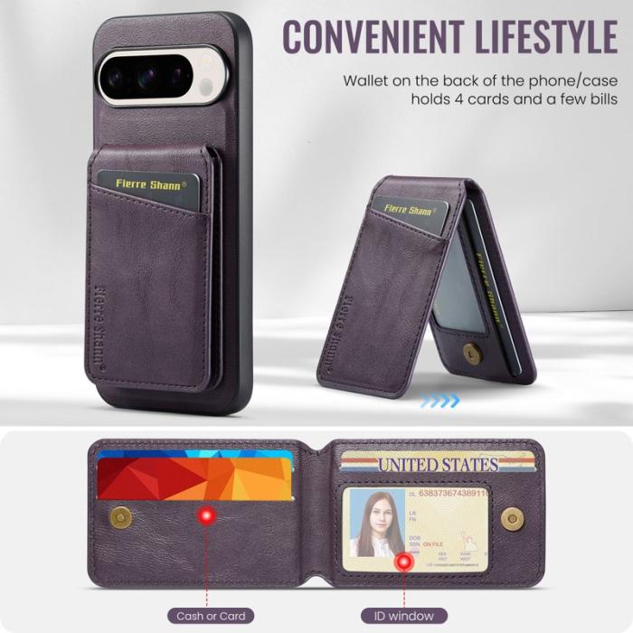 FIERRE SHANN - FIERRE SHANN 025 Google Pixel 9 Pro Fodral Card Holder PU+TPU - Lila