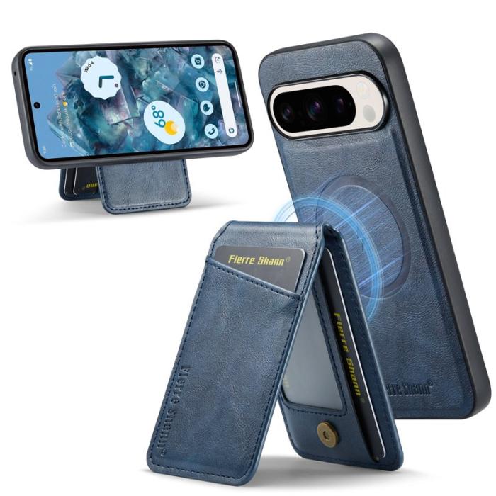 FIERRE SHANN - FIERRE SHANN 025 Google Pixel 9 Pro XL Fodral Äkta läder - Blå