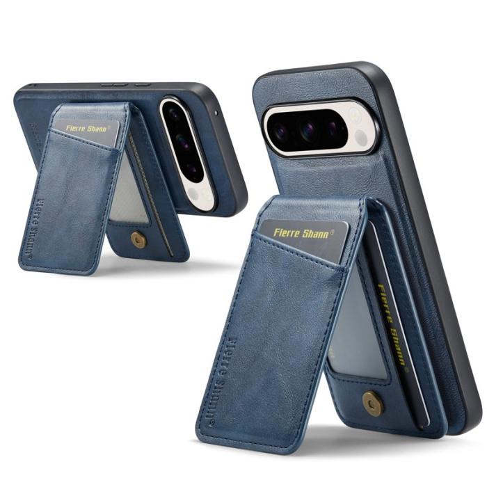 FIERRE SHANN - FIERRE SHANN 025 Google Pixel 9 Pro XL Fodral Äkta läder - Blå