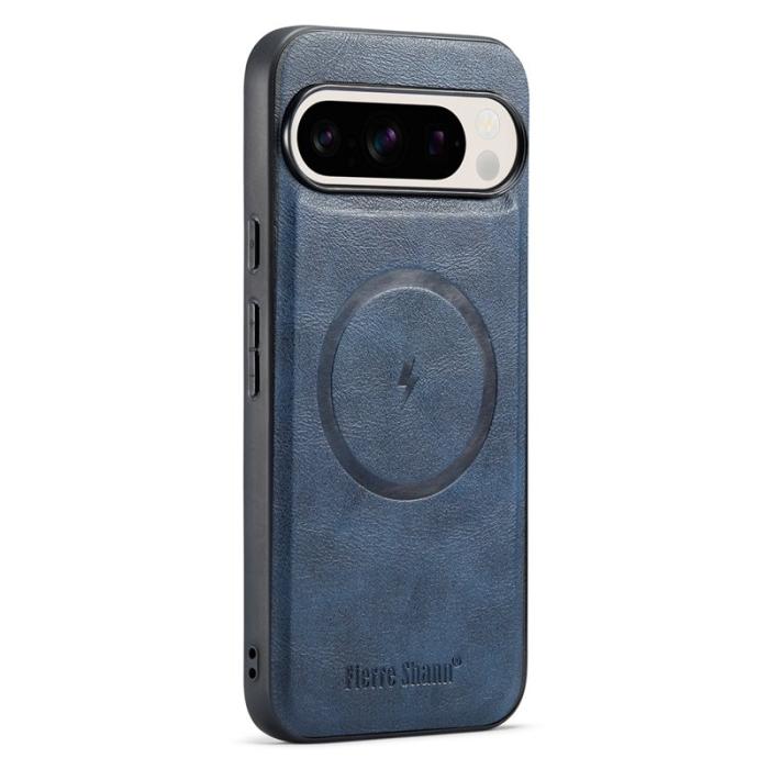 FIERRE SHANN - FIERRE SHANN 025 Google Pixel 9 Pro XL Fodral Äkta läder - Blå