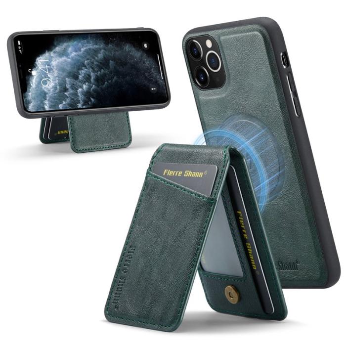 FIERRE SHANN - FIERRE SHANN 025 iPhone 11 Pro Max Fodral Äkta läder - Grön