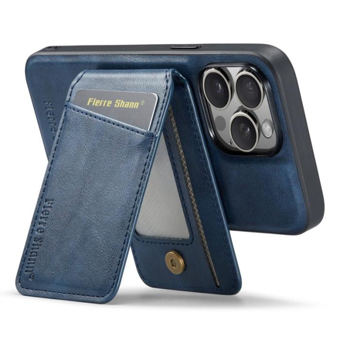 FIERRE SHANN - FIERRE SHANN 025 iPhone 13 Pro Max Fodral Card Holder PU+TPU - Blå