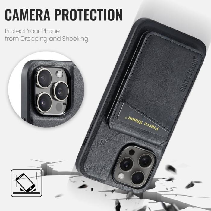 FIERRE SHANN - FIERRE SHANN 025 iPhone 13 Pro Max Fodral Card Holder PU+TPU - Svart