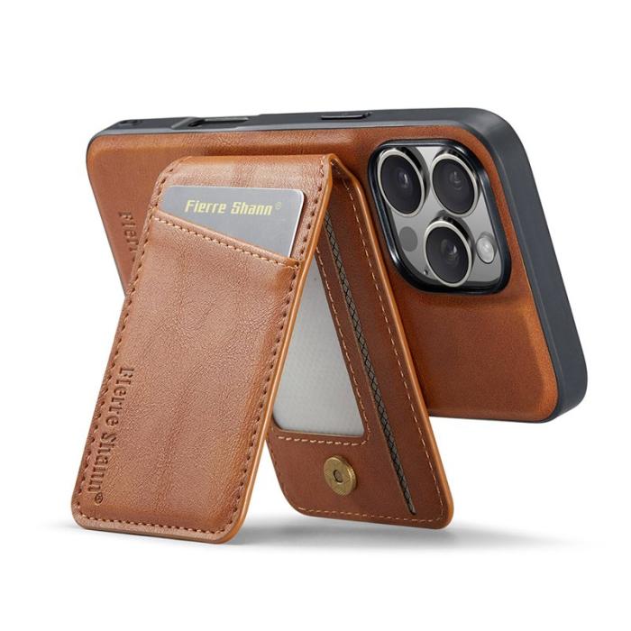 FIERRE SHANN - FIERRE SHANN 025 iPhone 16 Pro Fodral Äkta läder - Brun