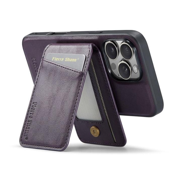FIERRE SHANN - FIERRE SHANN 025 iPhone 16 Pro Fodral Äkta läder - Lila