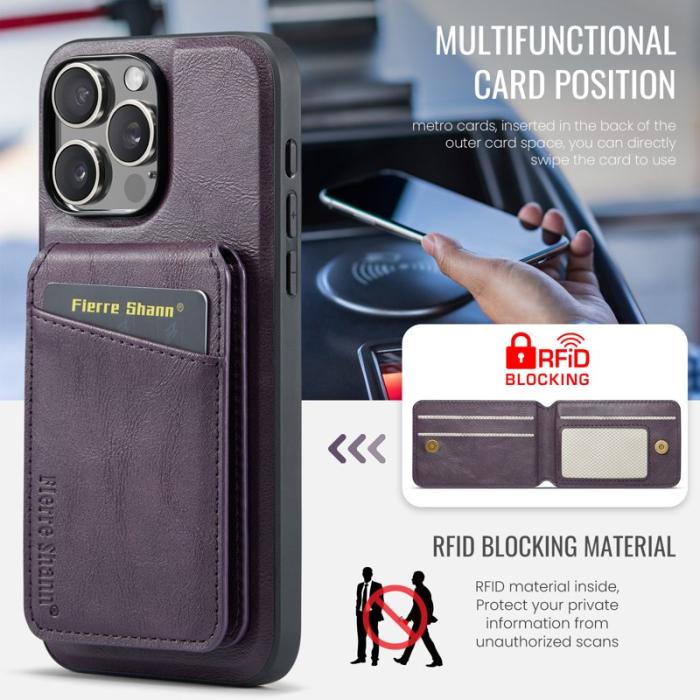 FIERRE SHANN - FIERRE SHANN 025 iPhone 16 Pro Fodral Äkta läder - Lila