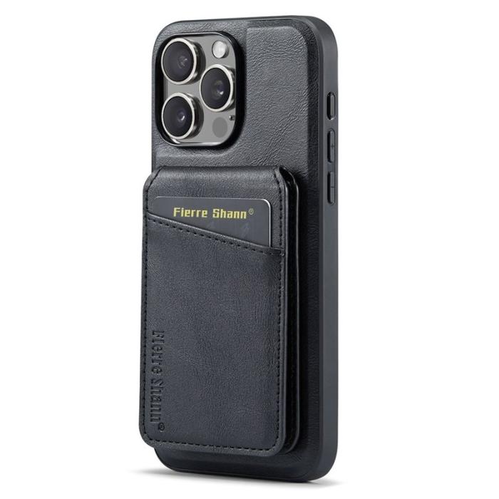 FIERRE SHANN - FIERRE SHANN 025 iPhone 16 Pro Fodral Äkta läder - Svart