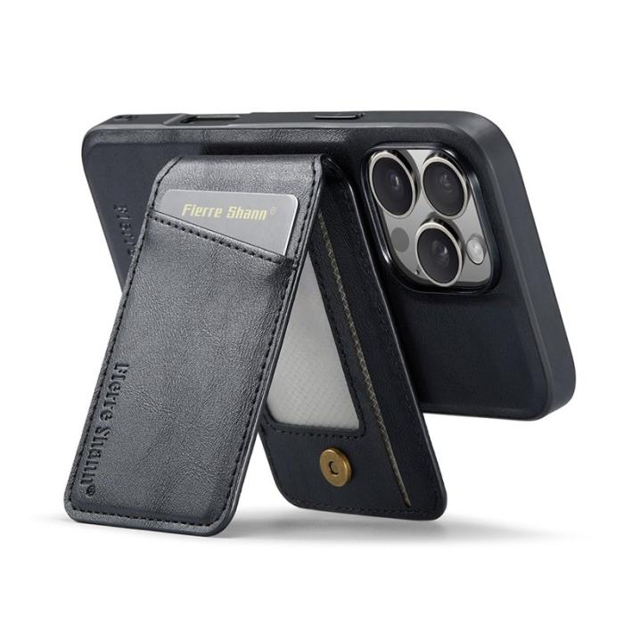 FIERRE SHANN - FIERRE SHANN 025 iPhone 16 Pro Fodral Äkta läder - Svart