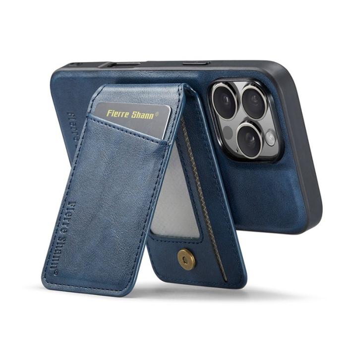 FIERRE SHANN - FIERRE SHANN 025 iPhone 16 Pro Max Fodral Äkta läder - Blå